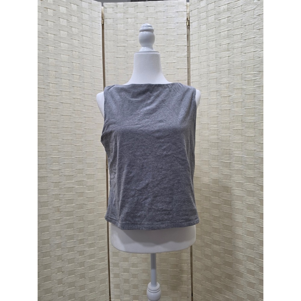 A New Day Womens Large Heather Gray Sleeveless Boat Neck Knit Tank Top
